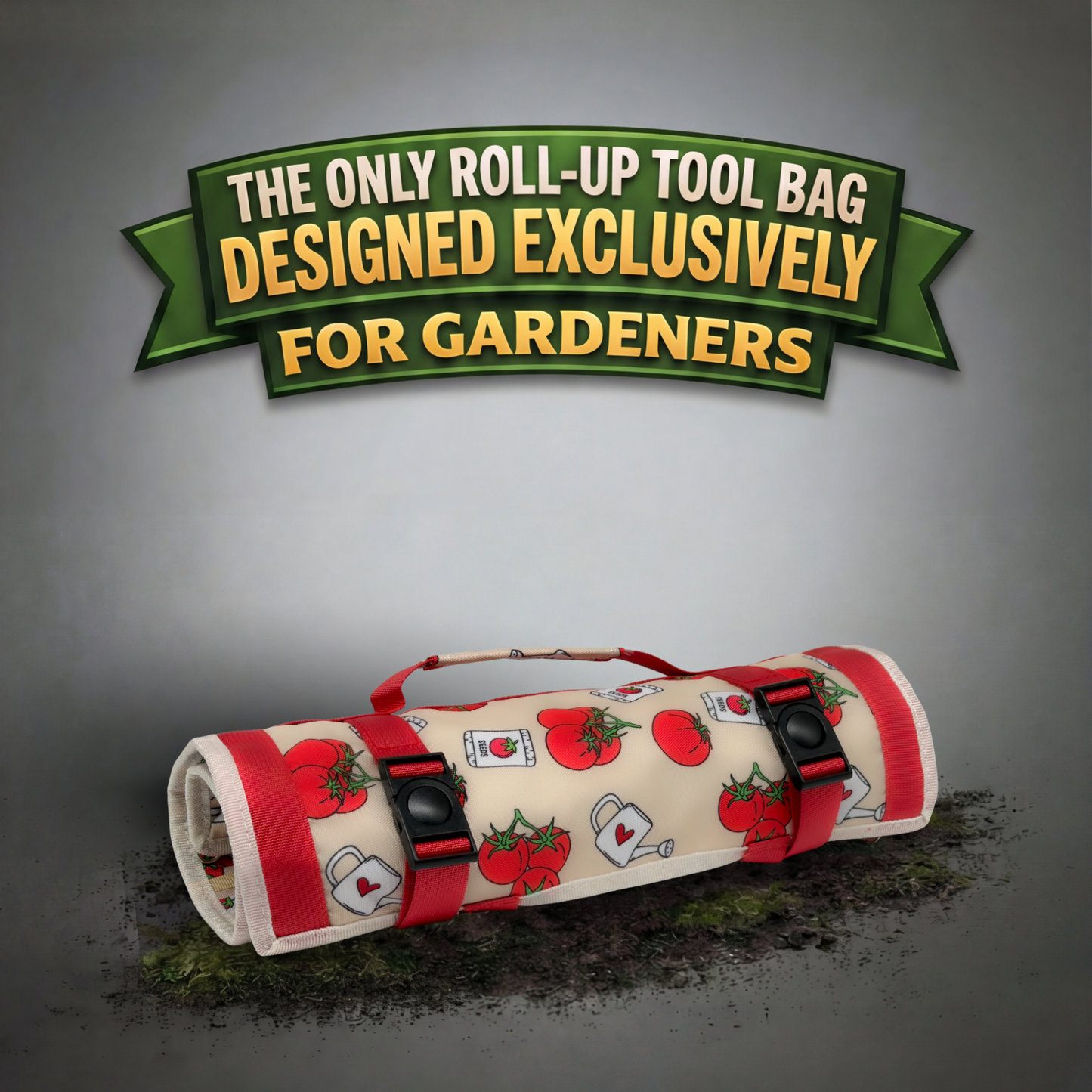 Tomato Print | roll up garden tool bag