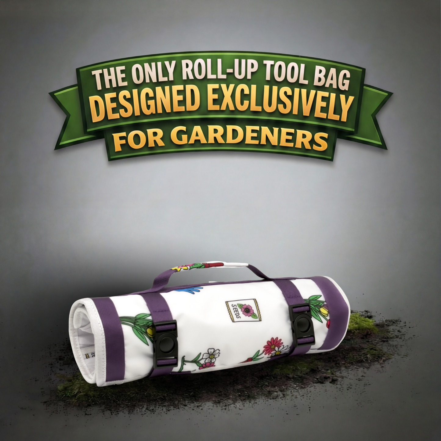 Flower Print | roll up garden tool bag