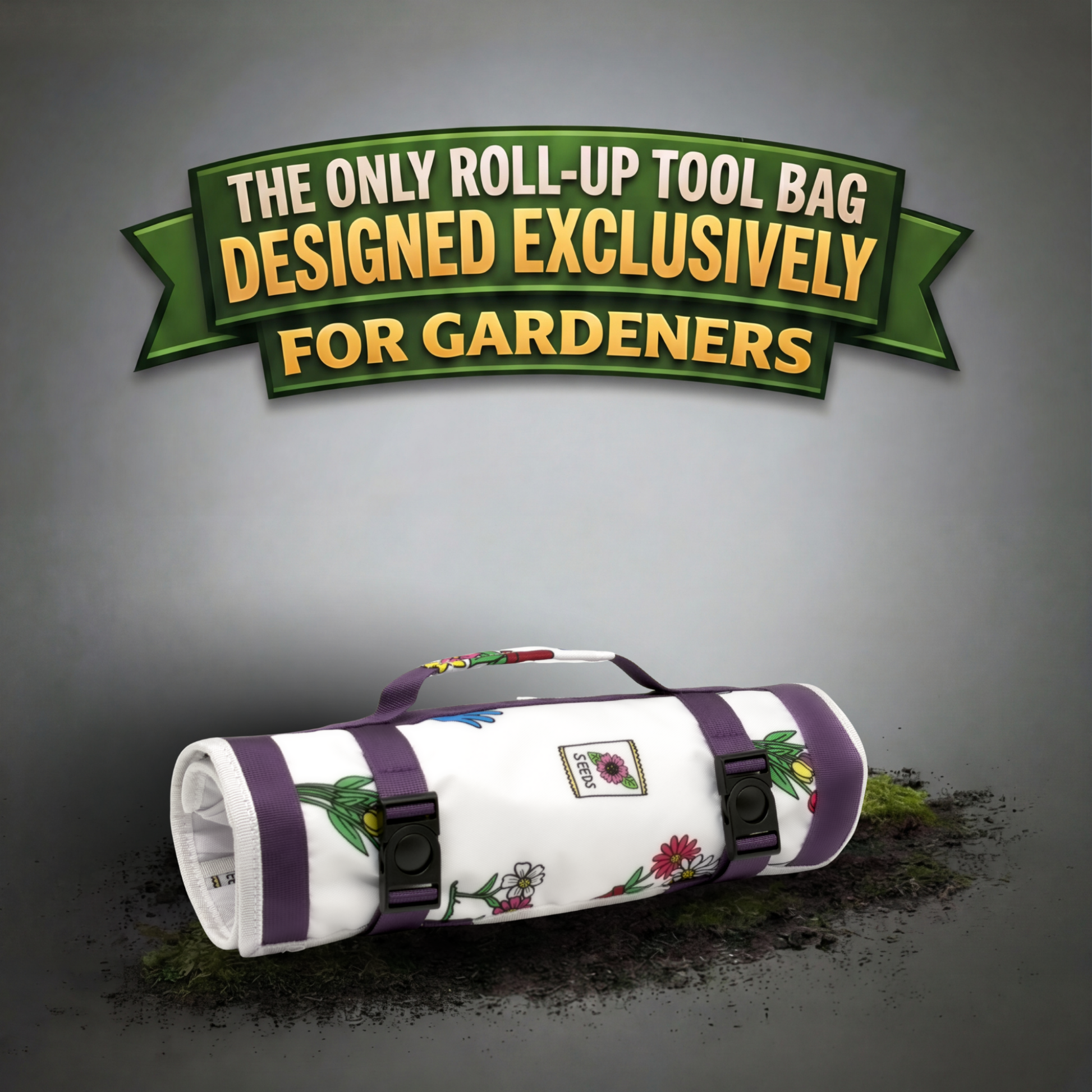 Flower Print | roll up garden tool bag