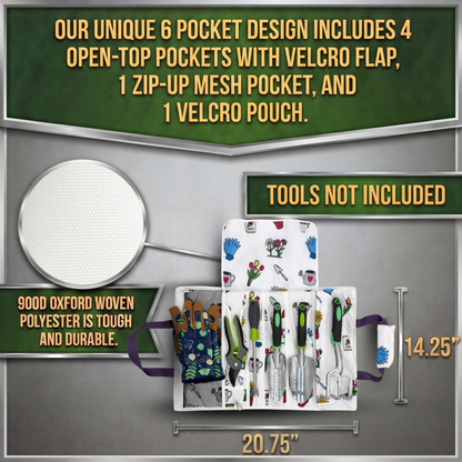 Flower Print | roll up garden tool bag