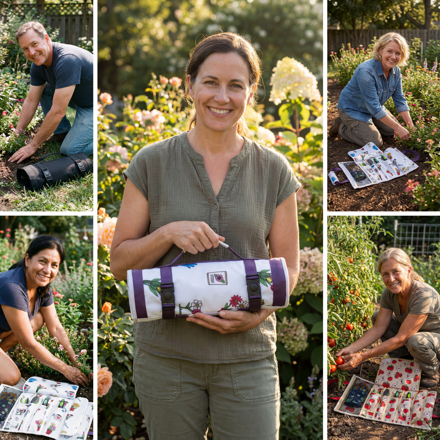 Flower Print | roll up garden tool bag